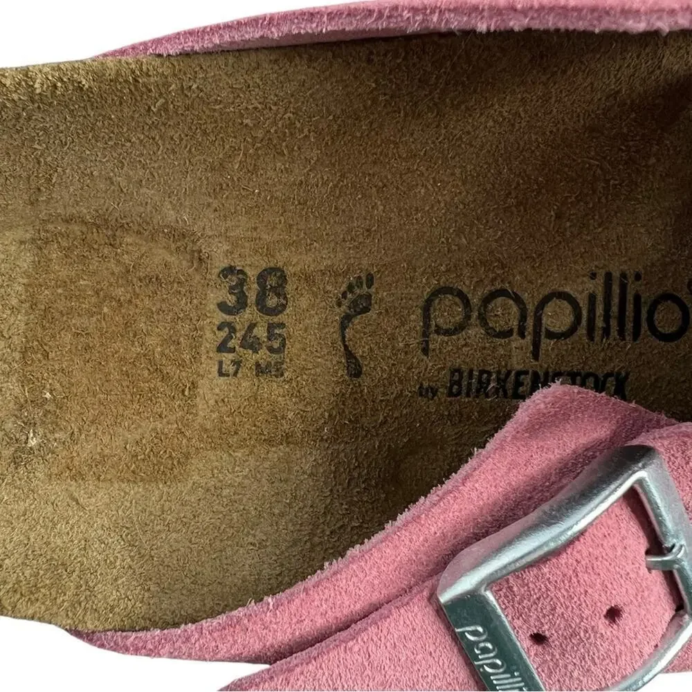 Birkenstock Papillio Boston Chunky Clog Suede Leather Candy Pink Size EU 38 NEW - Picture 14 of 16